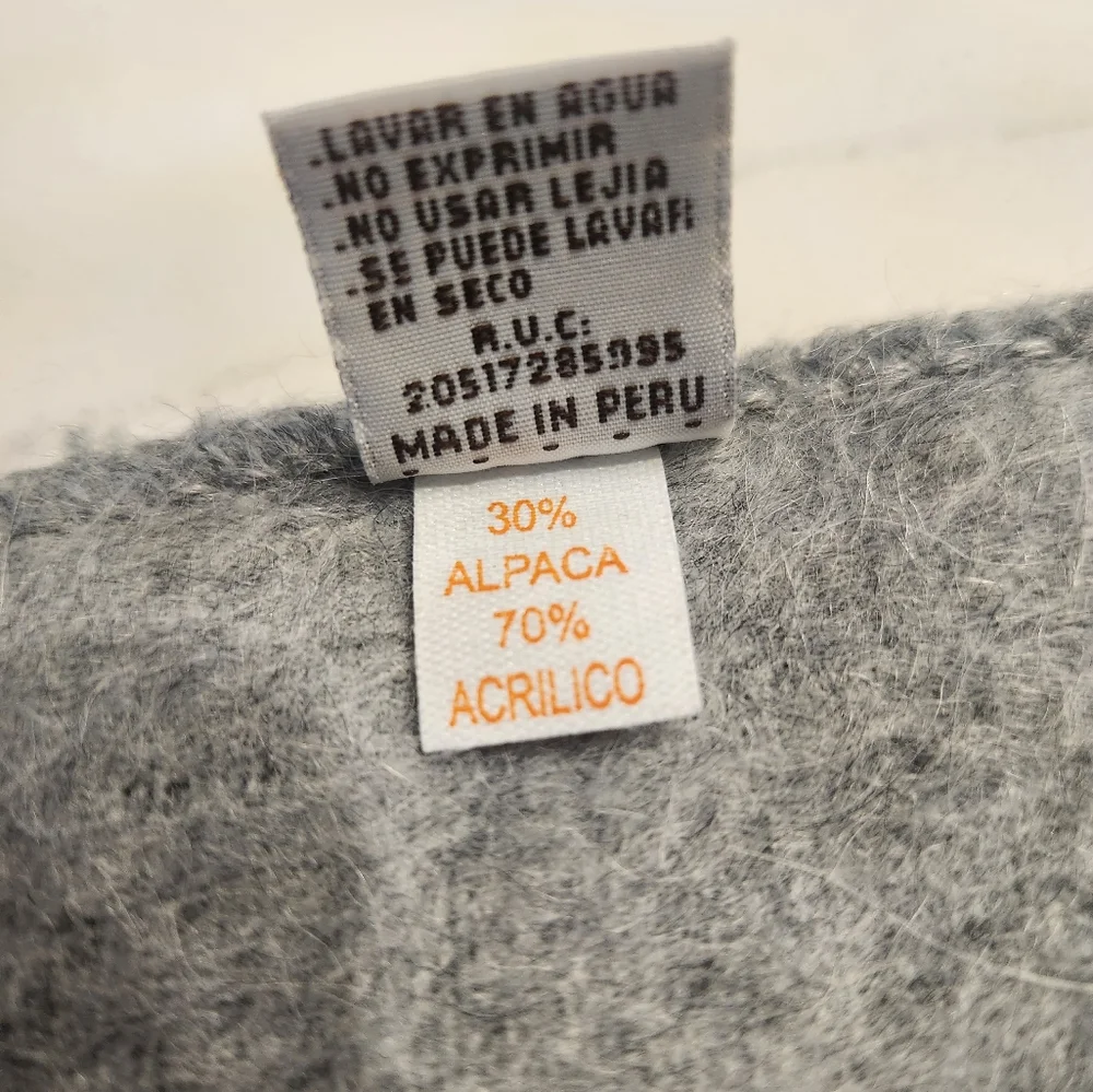 Alpaca Camargo Peruvian Alpaca Wool Gray Scarf EUC